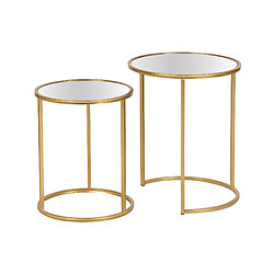 Alexandra House Living Ensemble de 2 tables gigognes en métal avec miroir 41 x 41 x 50 cm et 35 x 35 x 43 cm