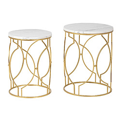 Alexandra House Living Ensemble de 2 tables en métal effet marbre 43 x 43 x 55 cm et 38 x 38 x 50 cm