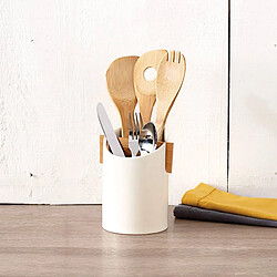 Five Simply Smart Pot à Ustensiles 2 Cases Céramique 17cm Blanc