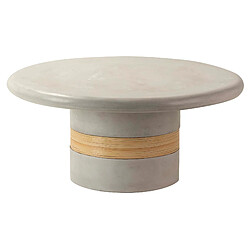 Alexandra House Living Table basse en rotin et pierre 85 x 85 x 38 cm