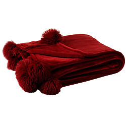 Paris Prix Plaid à Pompons Blanket 130x170cm Rouge
