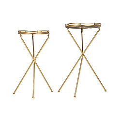 Alexandra House Living Lot de 2 tables d'appoint en métal avec miroir, 40 x 40 x 70 cm et 30 x 30 x 60 cm