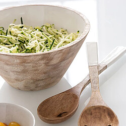 J-Line Bol intérieur blanc en bois de manguier 30x30x13cm