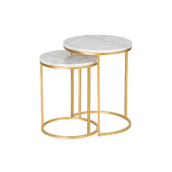 Alexandra House Living Ensemble de 2 tables en métal effet marbre 41 x 41 x 50 cm et 35 x 35 x 43 cm
