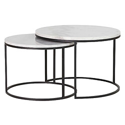 Alexandra House Living Ensemble de 2 tables gigognes, marbre noir, 60x60x41 et 50x50x38cm