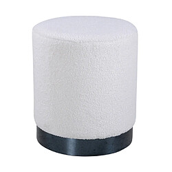 Paris prix Pouf rond bouclé Benji - Blanc et noir
