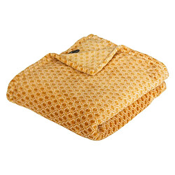 Atmosphera Plaid Flanelle Imprimé Otto 125x150cm Jaune Ocre