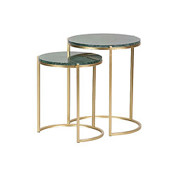 Alexandra House Living Lot de 2 tables dorées et vertes 41 x 41 x 50 cm / 35 x 35 x 43 cm