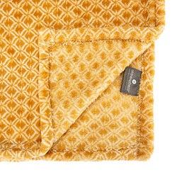 Atmosphera Plaid Flanelle Imprimé Otto 125x150cm Jaune Ocre