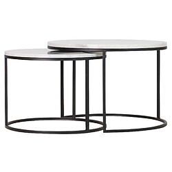Alexandra House Living Ensemble de 2 tables gigognes, marbre noir, 60x60x41 et 50x50x38cm