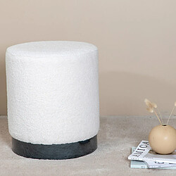 Paris prix Pouf rond bouclé Benji - Blanc et noir pas cher