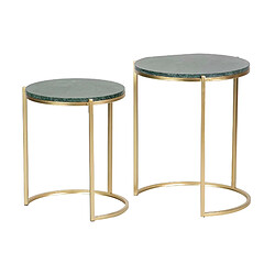 Alexandra House Living Lot de 2 tables dorées et vertes 41 x 41 x 50 cm / 35 x 35 x 43 cm
