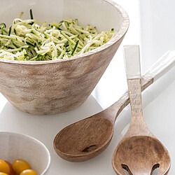 J-Line Bol intérieur blanc en bois de manguier 23x23x12cm