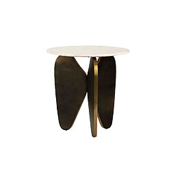 Alexandra House Living Table d'appoint Tlaloc en métal noir et marbre 56 x 56 x 51 cm