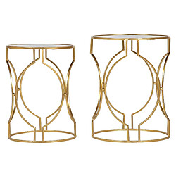 Alexandra House Living Lot de 2 tables d'appoint en métal avec miroir, dimensions : 43 x 43 x 55 cm et 38 x 38 x 50 cm.