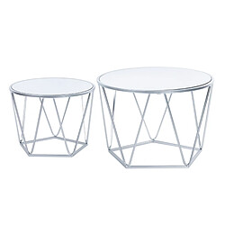 Alexandra House Living Lot de 2 tables en métal et miroir 60 x 60 x 41 cm et 50 x 50 x 38 cm