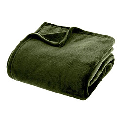Atmosphera Plaid Doux Uni Flanel 130x180cm Vert Kaki