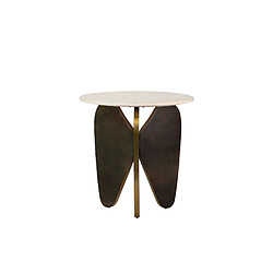 Alexandra House Living Table d'appoint Tlaloc en métal noir et marbre 56 x 56 x 51 cm