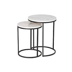 Alexandra House Living Ensemble de 2 tables en métal effet marbre noir 41 x 41 x 50 cm et 35 x 35 x 43 cm