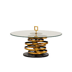 Alexandra House Living Table d'appoint en métal cristal doré Yuku 92 x 92 x 50 cm