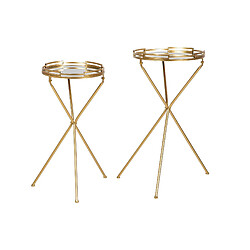 Alexandra House Living Lot de 2 tables d'appoint en métal avec miroir, 40 x 40 x 70 cm et 30 x 30 x 60 cm