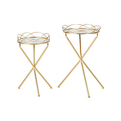 Alexandra House Living Lot de 2 tables d'appoint en métal avec miroir, 44 x 39 x 74 cm et 42 x 39 x 63 cm