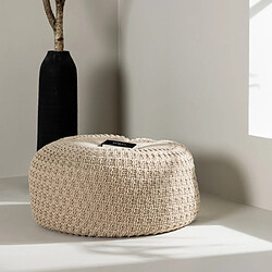 Avis Paris prix Pouf rond effet crochet - Beige