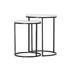 Alexandra House Living Ensemble de 2 tables en métal effet marbre noir 41 x 41 x 50 cm et 35 x 35 x 43 cm