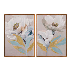 Alexandra House Living Ensemble de 2 tableaux de fleurs, peints à la main à 80 %, 50 x 4 x 70 cm