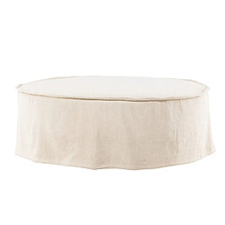 Paris prix Pouf rond effet lin - Beige