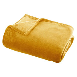 Atmosphera Plaid Doux Uni Flanel 125x150cm Ocre