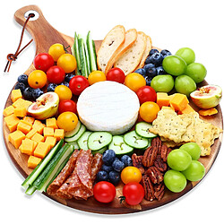 Vendos85 Planche à Découper Ronde en Bois d’Acacia 12''–16''