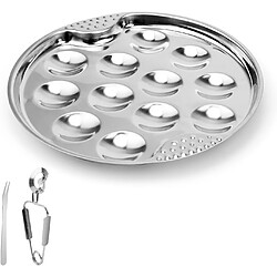 Vendos85 Assiette à Escargots Inox avec Pinces et Fourchettes