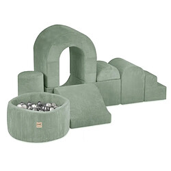 1001jouets Château de jeux avec piscine + 150 balles - velours côtelé vert