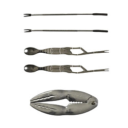 Paris Prix Coffret d'Ustensiles Crustacés 5 Pièces 20cm Gris