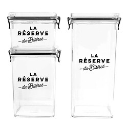 Paris Prix Lot de 3 Boîtes de Conservation Empilables Bistrot 2,46L Transparent