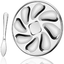 Vendos85 Assiette à huîtres en acier inoxydable avec couteau