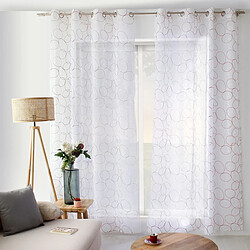 Paris Prix Rideau Voilage Brodé Galet 140x240cm Bordeaux & Blanc