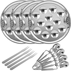 Vendos85 Service à escargots en acier inoxydable 12 pièces