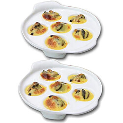 Vendos85 Assiette à Escargots 6 Trous en Porcelaine Blanche
