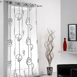 Paris Prix Rideau Voilage Imprimé Looping 140x240cm Blanc & Noir