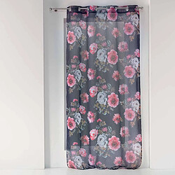 Paris Prix Rideau Voilage à Œillets Flower Life 140x240cm Prune