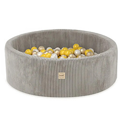 1001jouets Piscine à balles 90x30 velours côtelé beige 200 balles - jaune