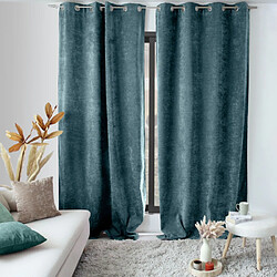Paris Prix Rideau Thermique Occultant Velvet 140x260cm Bleu Canard