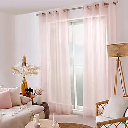 Paris Prix Rideau Voilage Effet Lin Maya 140x240cm Vieux Rose