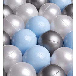 Avis 1001jouets Piscine à fleurs 95x30 en velours 200 balles argent nacré bleu clair