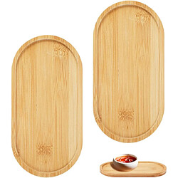 Vendos85 Lot de 2 petits plateaux bois bambou rectangulaires