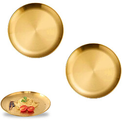 Vendos85 Lot de 2 sets de table ronds en acier inoxydable