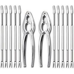 Vendos85 Set outils fruits de mer 2 crackers + 10 fourchettes inox