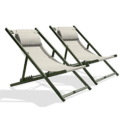 Paris prix Lot de 2 chiliennes de jardin pliantes - Kaki